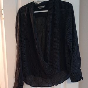 Fred David Black Wrap Blouse Long Sleeve